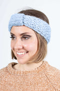 Fascetta in lana realizzata a mano, colore azzurro