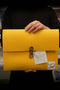Borsa porta-computer e tablet in feltro di lana. Colore giallo